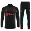 Sudadera De Entrenamiento Manchester United Cremallera De Cuarto 23-24 Negra - Niño